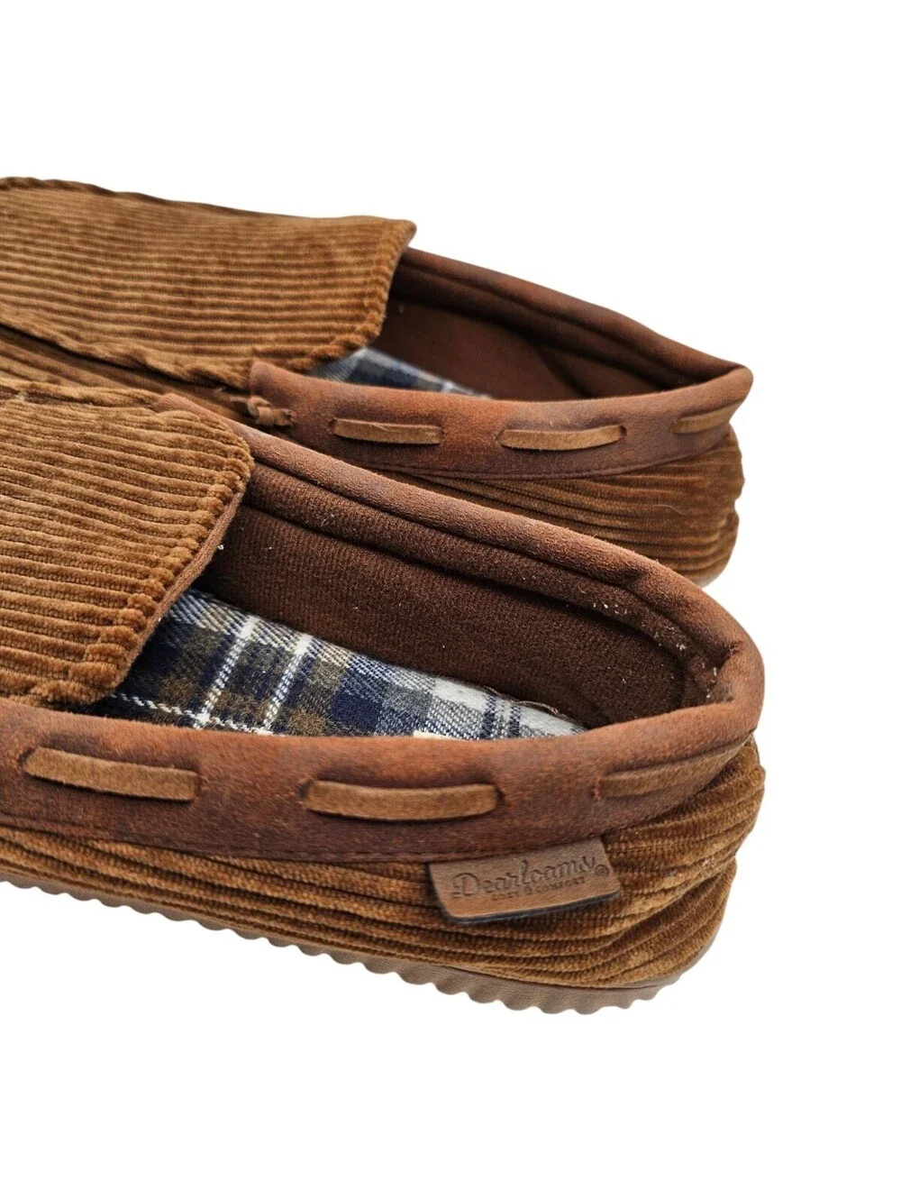 Dearfoams Men's Corduroy Moccasin Slippers Sz L US 11-12
